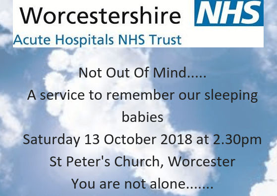 Not Out Of Mind Service in Worcester to Remember Our Babies on 13 October 2018